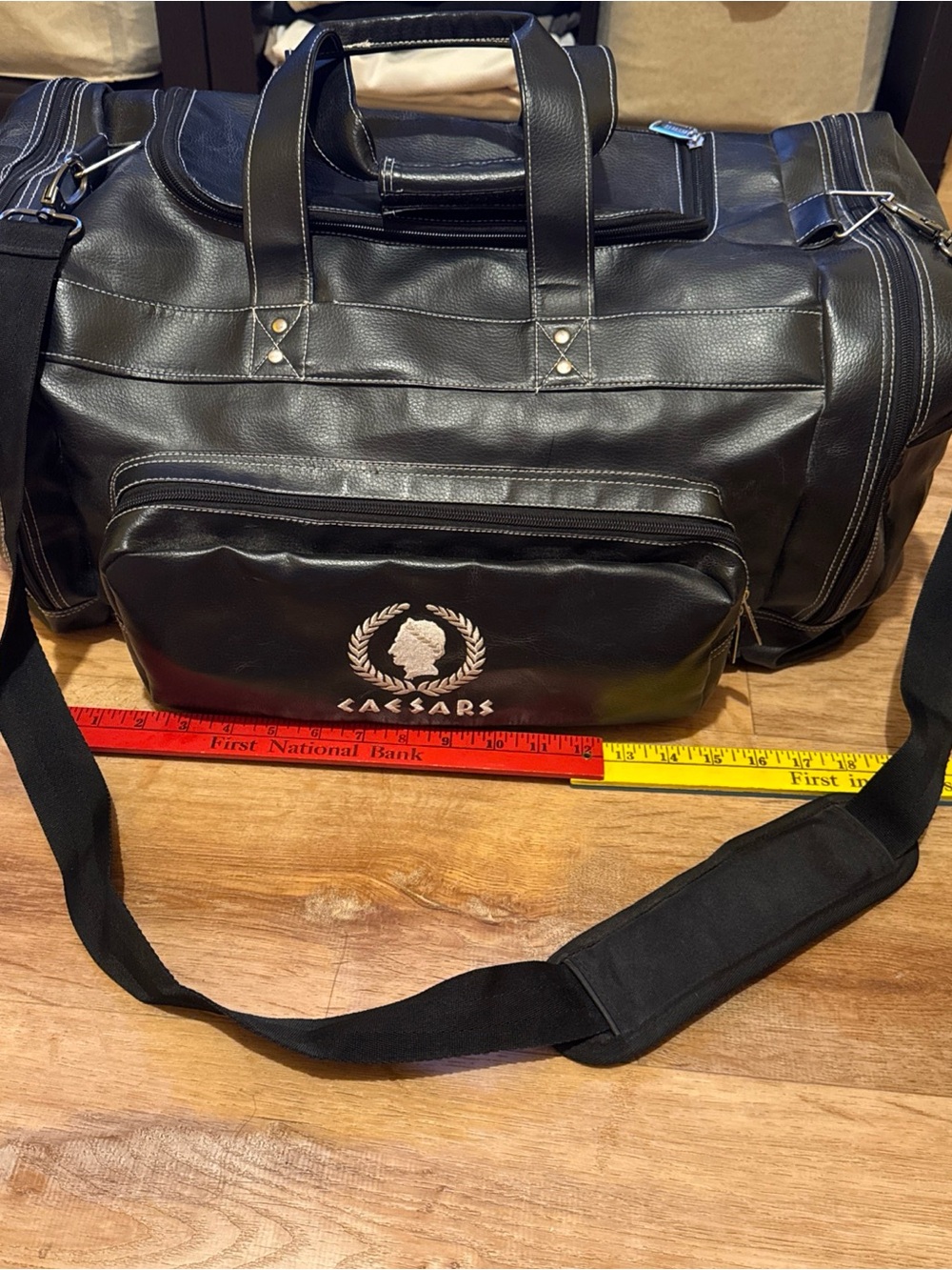 Official promotional Leather Bag With Caesar Palace Emblem Duffel Carry On Strap